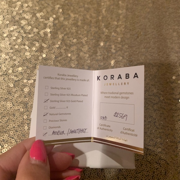 New Gold Plated Sterling Silver Amber and Amethyst  Dangle Earrings - Picture 3 of 6